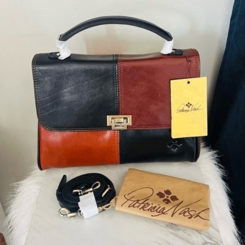 Patricia Nash Yoeky Top Handle Vintage Colorblock Leather Crossbody Bag, NWT